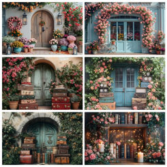 Spring Flowers Photography Background Luggage Boxes Flower Shop Kids Portrait Birthday Party Decor Background Photo Studio Props