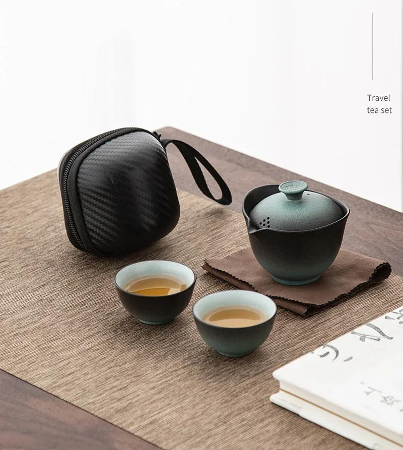 Description Picture 2 of itemCeramic Porcelain Kung Fu Teaset Teaware Outdoor Travel Tea Set Gaiwan Anti-scalding 1 Pot 2 Cups Teapot Infuser Tea Ceremony