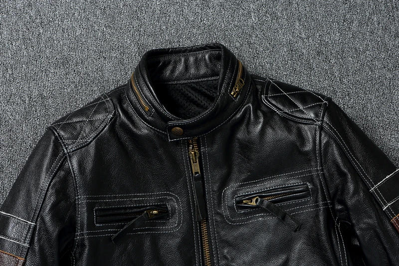 Description Picture 6 of itemMotorcycle Jackets Protectives Men Leather Jacket Genuine Cowhide Motor Biker Coat Riding Clothes Chaquetas Cuero Para Hombre