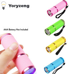 Portable 395nm UV Flashlights Flash Light for LED UV Gel Curing Lamp Light Handheld Nail Dryer Nail Flashlight 9 LEDs Detector
