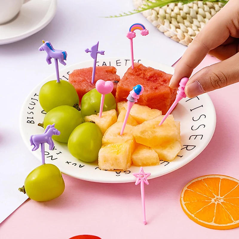 Description Picture 5 of itemFruit Forks for Kids Children Plastic Mini Food Picks Lunch Box Accessories Reusable Dessert Cake Toothpicks Party Snack Skewers