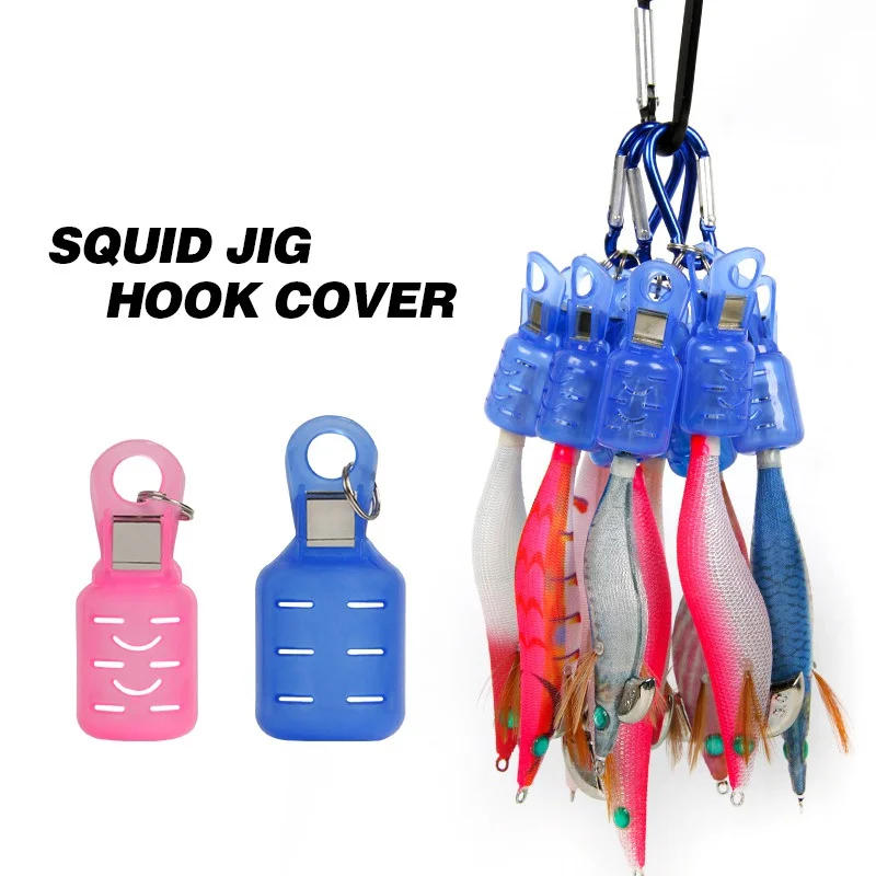 Description Picture 3 of item1 Set Eging EGI Squid Jig Hook Cover Octopus Cuttlefish Hook Safety Jigs Lure Covers Wood Shrimp Umbrella Hooks Protective