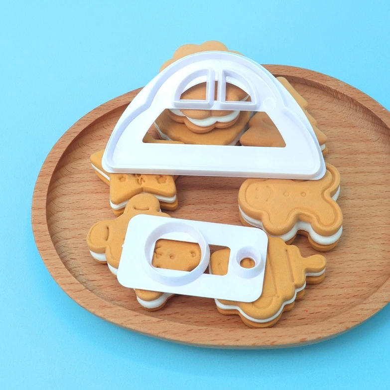 Description Picture 5 of itemFondant Cake Decorating Cookie Embosser Mold Cartoon Car Tractor Train Shaped Biscuit Pastry Stamp Hand Press For Baking Tools