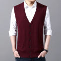 Men Knit Vest Buttons Down V Neck Wool Sweater Cardigan Sleeveless Basic for Autumn Winter Male CLothing 00285