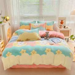 1pc Thick Fleece Flower Duvet Cover for Girls Pink Winter Warm housse de couette Flannel funda nordica cama 150 Quilt Cover