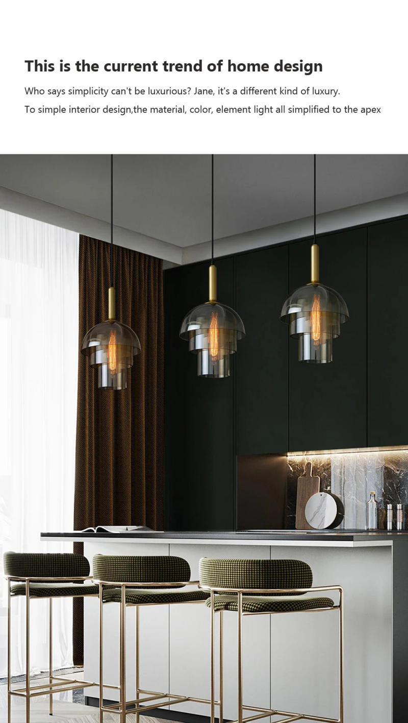 Description Picture 5 of itemLED Vintage Art Champagne Chandelier Glass Pendant Lamp Restaurant Living Room bedroom Aisle Bar Decor Hanging Lighting Fixtures