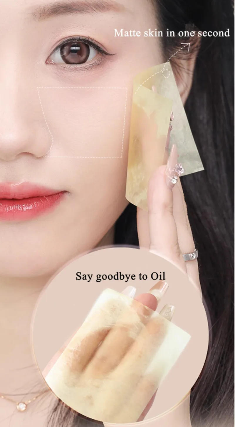 Description Picture 3 of itemGUOXIAONIU 100 Sheets Oil Blotting Paper&Powder Puff&Mirror Oil Control Makeup Setting Oil Absorbing Clear Wipes Cosmetic Tool