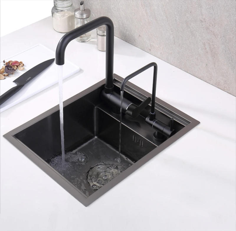Description Picture 5 of itemNew Nanometer Black 304 Stainless Steel Handmade kitchen Bar Counter Sink Cover hidden Single Kitchen Small Size Kitchen Sink