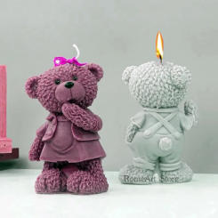 Big Teddy Bear Silicone Candle Mold 3D Cute Bear Animal Soap Aromatherapy Gypsum Resin Crafts Casting Mould Home Decoration Gift