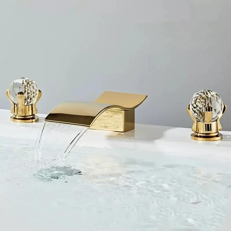 Description Picture 3 of itemGold and White Swan  Brass Black Bathroom Basin Faucet Mixer Tap Hot Cold Sink faucet