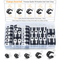 44pcs Cable Clamps Assortment Kit, Stainless Steel Rubber Cushion Pipe Clamps Assorted In 5 Size 1/4'' 5/16'' 3/8'' 1/2'' 5/8''