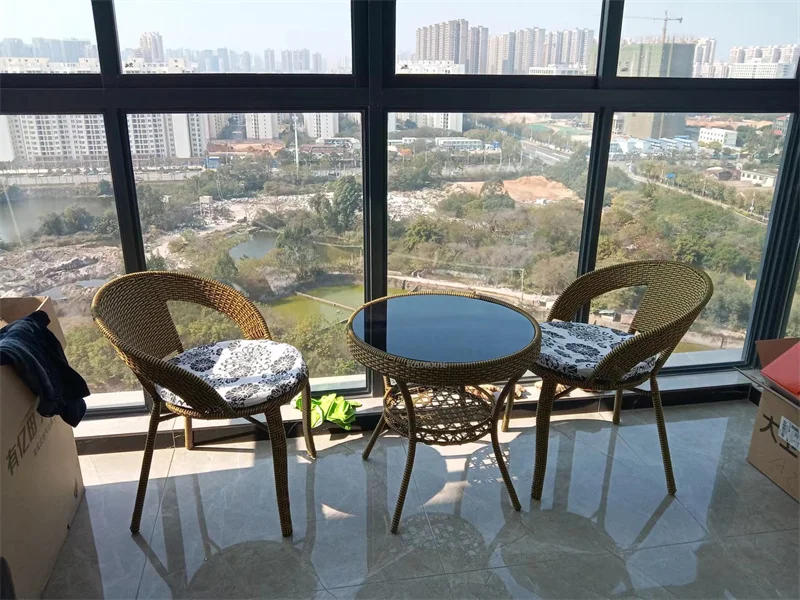 Description Picture 4 of itemOutdoor Garden Lounge Table Chair for Balcony Country House Household Coffee Table Waterproof Sunscreen Rattan Furniture Sets