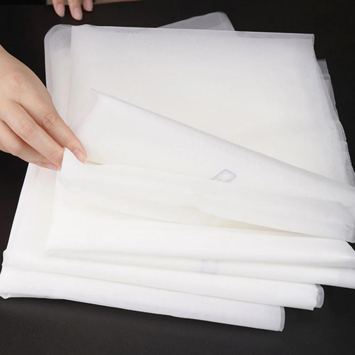 Description Picture 6 of item20/60/100/300/500 Mesh Nylon Strainers Food Grade Fine Mesh Net Reusable Micron Filter for Tea Milk Kitchen Strainers Fabric