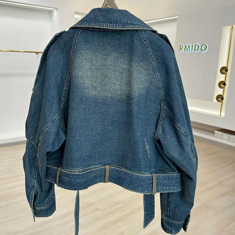 Description Picture 6 of itemStreetwear Denim Jackets for Women 2025 Ropa Mujer Patchwork Leather PU Casual Outwear Y2k Tops Harajuku Fashion Vintage Coats