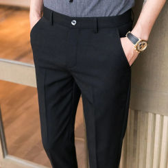 B.A1289 Men's Business Casual Blazer Korean Trend Slim Fit Solid Color Suit Jacket Elegant Luxury Blazers Single Top Groom