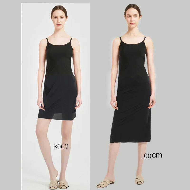 Description Picture 6 of itemSeamless Full Slip Dresses for Women Summer Plus Size Silky Petticoat Underskirt Dress Sleeveless Underwear Night Wear Ootd