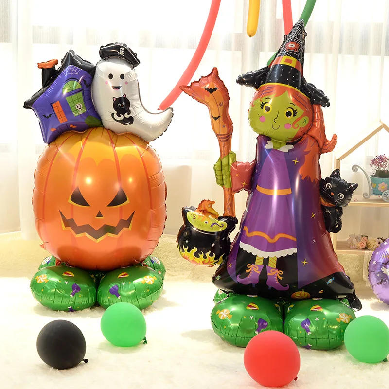 Description Picture 6 of item1set Giant Stand Pedestal Halloween Foil Balloons Pumpkin Ghost Witch Balloon Ghost Tree Halloween Party Decorations