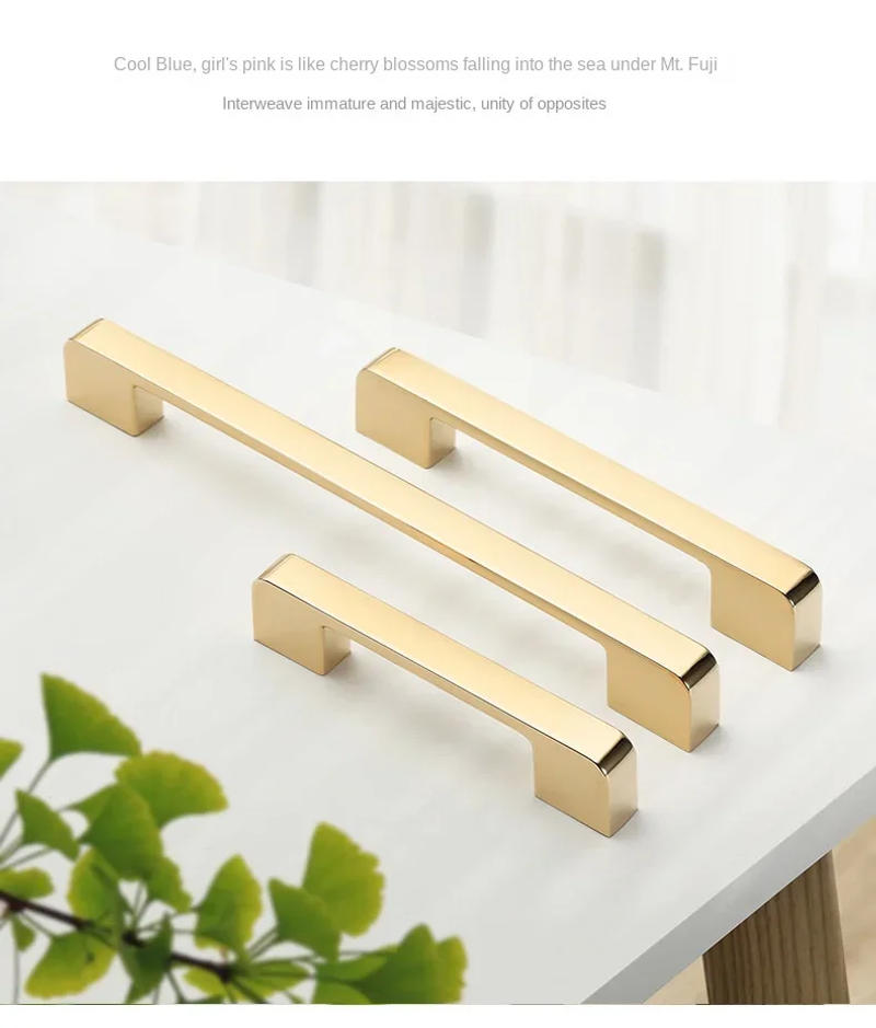 Description Picture 6 of itemModern Polished Gold Cabinet Handle&Knobs Drawer Pulls Cupboard Handles Furniture Hardware for Dresser Kitchen Furniture Pulls