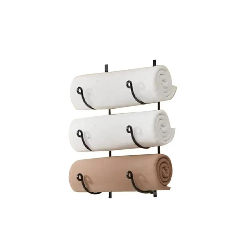 Description Picture 4 of itemSturdy Multi-Layer Wall Mounted Towel Rack Multifunctional Iron Storage Hanging Racks Black Put Supplies Wine Rack Kitchen