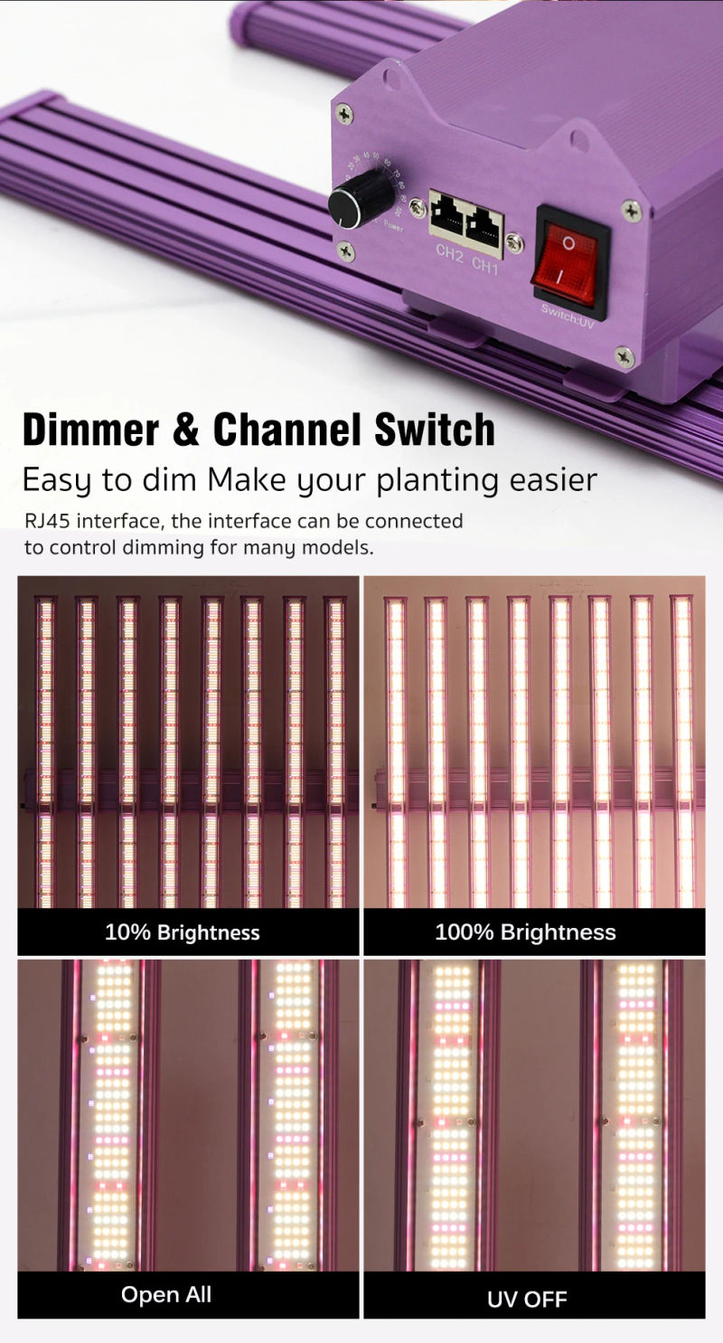 Description Picture 4 of itemLED Grow Light Bar 240W 320W 640W 800W 1000W Full Spectrum Commercial Plant Lamp for Hydroponic Vertical Farming with UV Switch