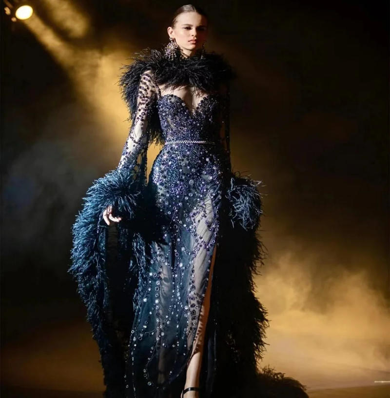 Description Picture 4 of item2M Fluffy Natural Ostrich Feather Boa Shawl Decoration for Wedding Dress Clothing Decor Plumes Boas DIY Sewing Craft Customized