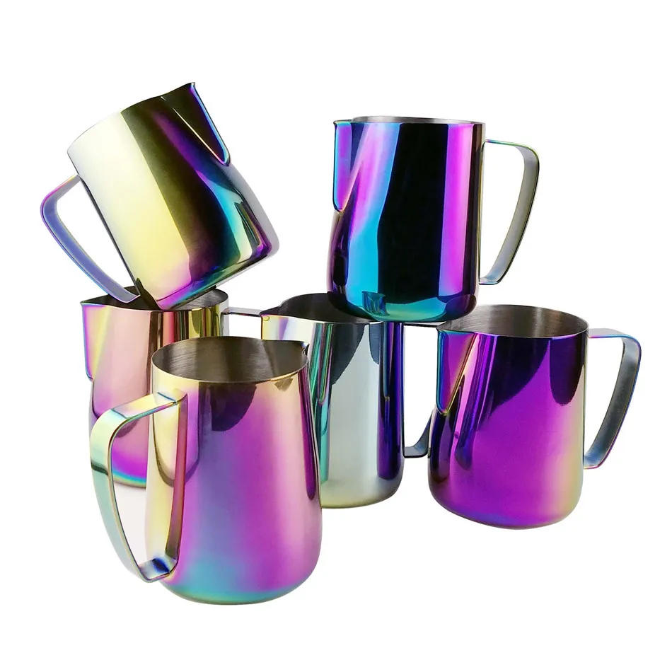 Description Picture 5 of itemStainless Steel Latte Coffee Milk Jug Cup Frothing Pitcher Pull Flower Cup Coffee Milk Frother Milk Foaming Cup Tool 0.35-0.6L
