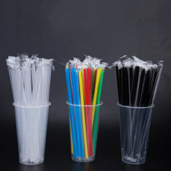 100pcs Clear Individually Wrapped Drinking Disposable PP Straws Tea Drinks Straws Smoothies Celebration Event Party Supplies