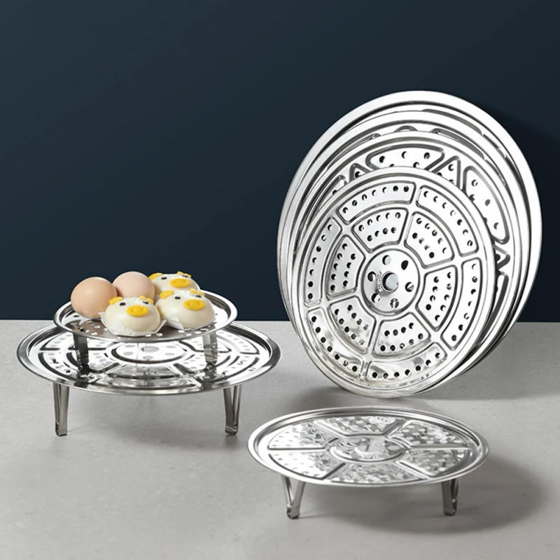 Description Picture 2 of item304 Stainless Steel Steamer Rack Pressure Cooker Canner Rack  Cooling Rack Round Pot Steaming Tray For Baking Cooking Steaming