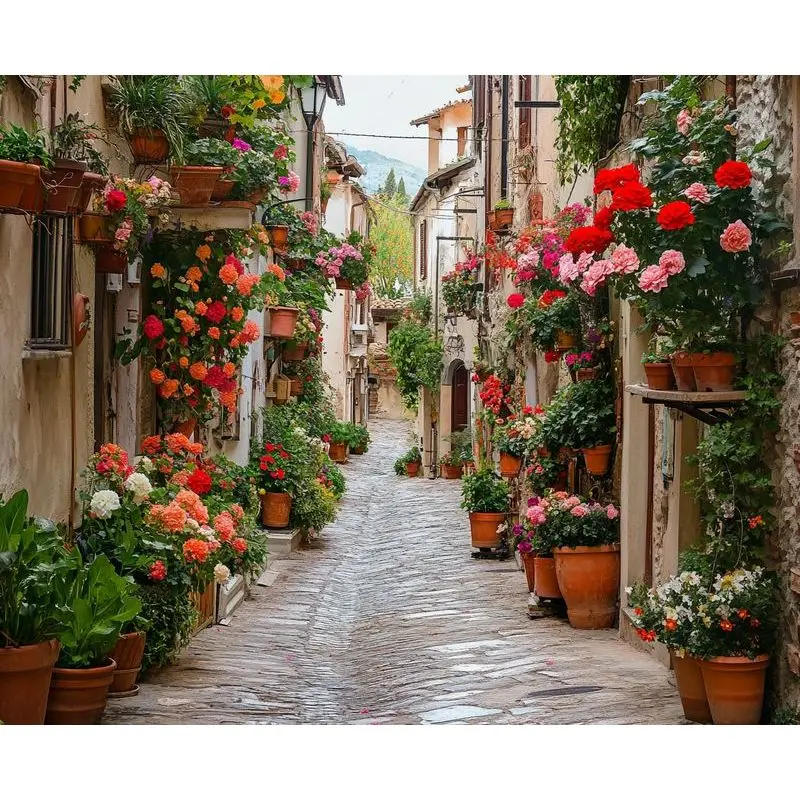 Description Picture 2 of itemPhotoCustom Painting By Numbers Alley Buildings Kit For Adult Landscape Diy Acrylic Paint Canva Artwork Gift Home Decorate