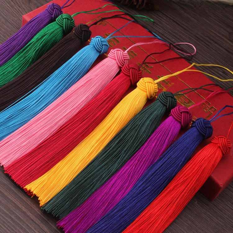 Description Picture 2 of item5 Pcs Crafts Tassels 15cm Polyester Tassels Silky Floss Bookmark Tassels with Pineapple Cap for DIY Jewelry Making Accessories
