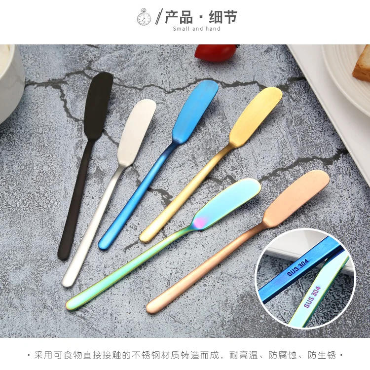 Description Picture 5 of item1pcs Butter Knife Cheese Cutter Stainless Steel Cheese Dessert Knife Cream Wipe Cream Bread Jam Tools Kitchen Gadget Knives
