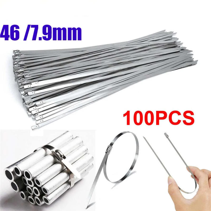 Description Picture 3 of item100 Pcs Stainless Steel Cable Ties Reusable Self-sealing Fastening Ring Cable Tie Multi-Purpose Metal Hardware Cable Organizer