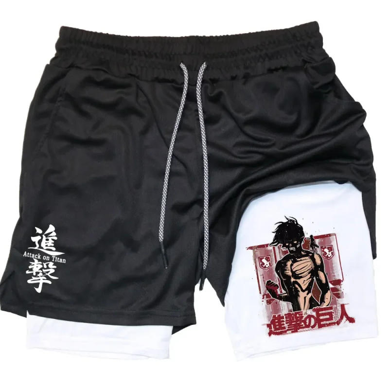 Description Picture 6 of itemAnime Attack On Titan Shorts Mesh Elastic Waist Breathable Men Performance Shorts Quick Dry GYM Running Workout Summer Shorts