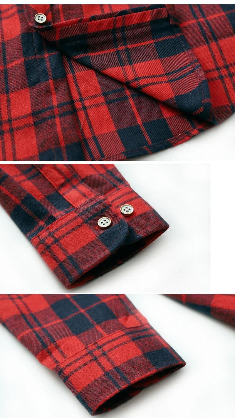 Description Picture 3 of itemMen Autumn Clothes Plaid Shirt Vintage Double Pocket Social Camisa Hombre Formal Business Dress Shirts Mens Fashion Clothing 7XL