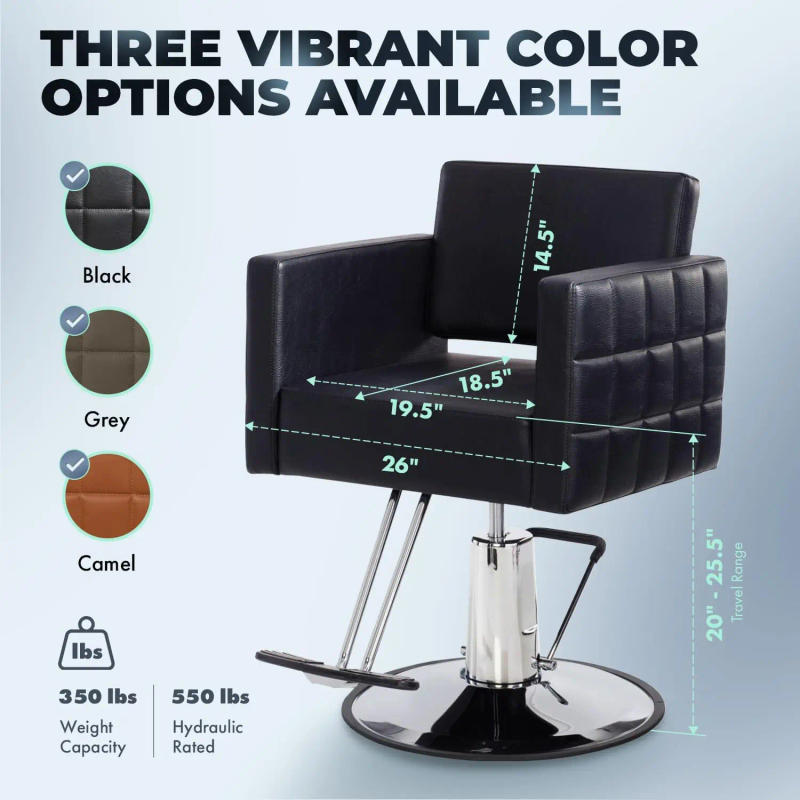 Description Picture 6 of itemBuy-Rite Icon Styling Chair for Professional Salons and Barbers, Black Modern Hair Stylist Chair - Wide Seat, Quilted Design, St