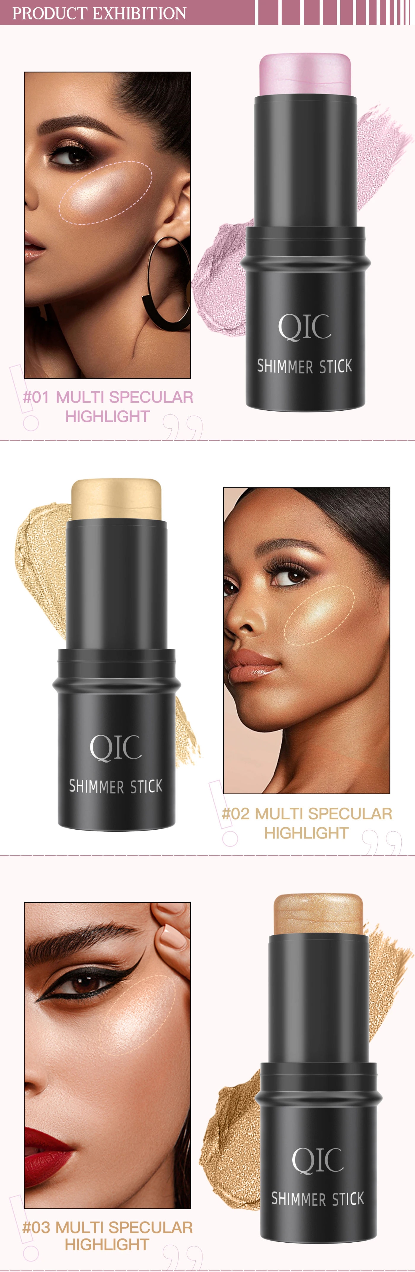 Description Picture 4 of itemCreamy Highlighter Stick Bronzer Contour Glitter Shimmer Powder Blush For Face Makeup Cosmetics