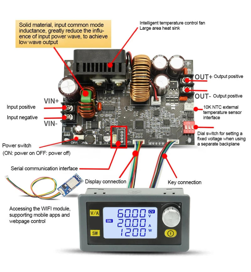 Description Picture 5 of itemXY6015L XY6020L CNC Adjustable DC Stabilized Voltage Power Supply Constant Voltage Constant Current Step-Down Module/Base Plate