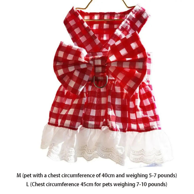Description Picture 2 of itemComfortable Soft Pet Summer Clothes Fashion Thin Design Cat Plaid Skirt Breathable Pet Dresses Puppy