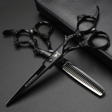 XUANFENG 6 inch blue dragon handle hair stylist scissors hair gallery styling tools cutting scissors and thinning scissors
