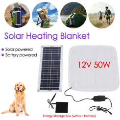 Pet Electric Blanket 2-speed Temperature Adjustable Heating Mat for Small Cat Dog Warmer Solar/Battery Powered Heated Blanket