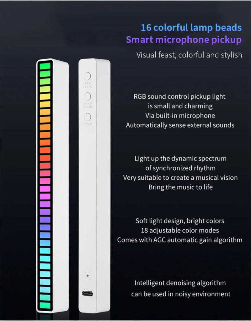 Description Picture 5 of item16 LEDS RGB LED Light Bar Smart App Control Desktop Background Atmosphere Light Music Sync TV Wall Computer Game Bedroom