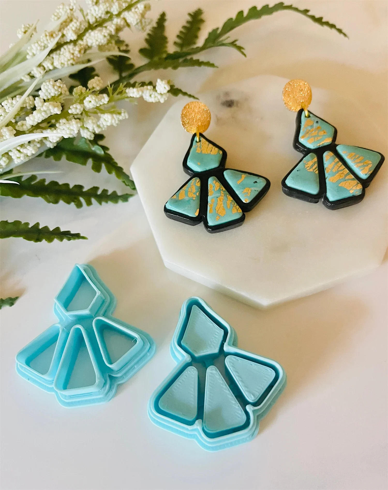 Description Picture 5 of itemChic Earrings Clay Mold Polymer Clay DIY Jewelry Pendants Embosser Soft Pottery Jewelry Making Tool Gem Earring Clay Cutters