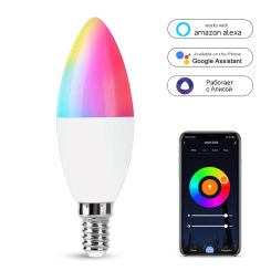 1/2/3pcs WIFI Smart E14 LED Light Bulb Tuya 5W 7W 9W RGB Dimmable LED Bulbs Candle Bulb Voice Control Support Alexa Google Home