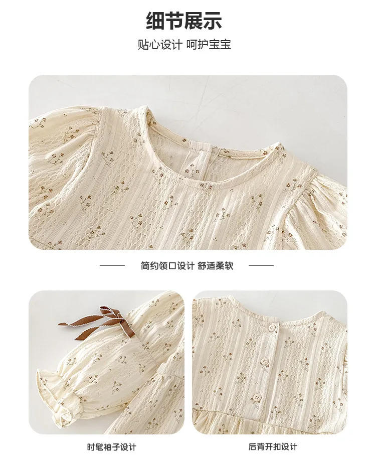 Description Picture 5 of itemGirl Baby's Sets Spring 2025 New Floral Doll Shirt Wide Leg Pants Two Piece Set New Born Baby Girl Clothes Sets