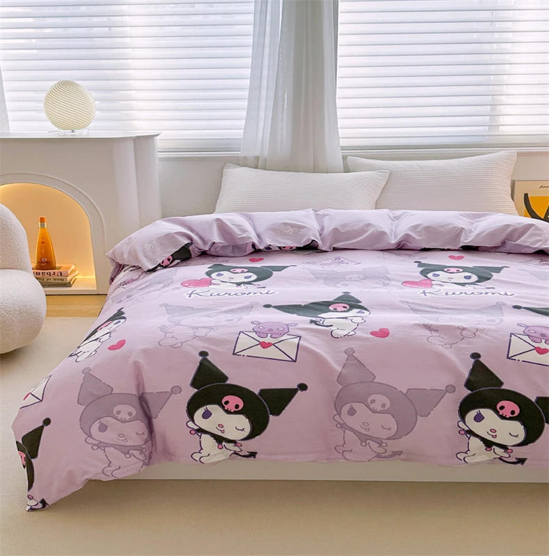 Description Picture 2 of itemDuvet Cover Kuromi Children Animation Lovers Single Double Soft and Comfortable One Quilt Cover Two Pillowcases with Zipper