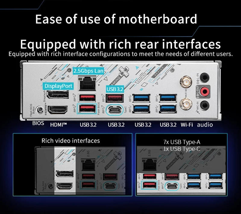Description Picture 6 of itemMSI B650M GAMING PLUS WIFI New Motherboard M-ATX AMD B650 DDR5 7200+MHz (OC) M.2 SATA USB3.2 256G DDR5 Socket AM5