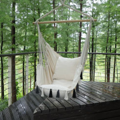 Outdoor hammock swing rope Nordic style portable folding hanging chair indoor outdoor trapeze balcony hanging chair with cushion