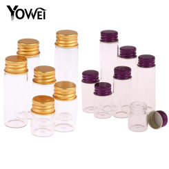 10PCS/lot 5/7/10/14ML Tiny Glass Jars Bottles Screw Cap Storage Jar Mini Containers GLASS Transparent Vial Bottles