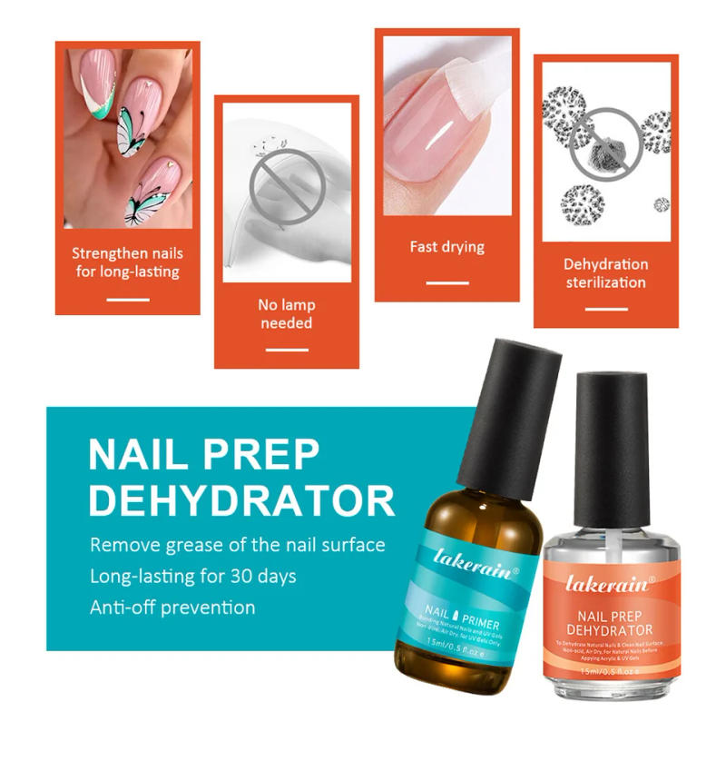 Description Picture 5 of item2Pcs 15ml Nail Primer Fast Air Dry Prep Dehydrator For Nail Soak Off Base Primer Gel First Nails Gel for Manicure Tools