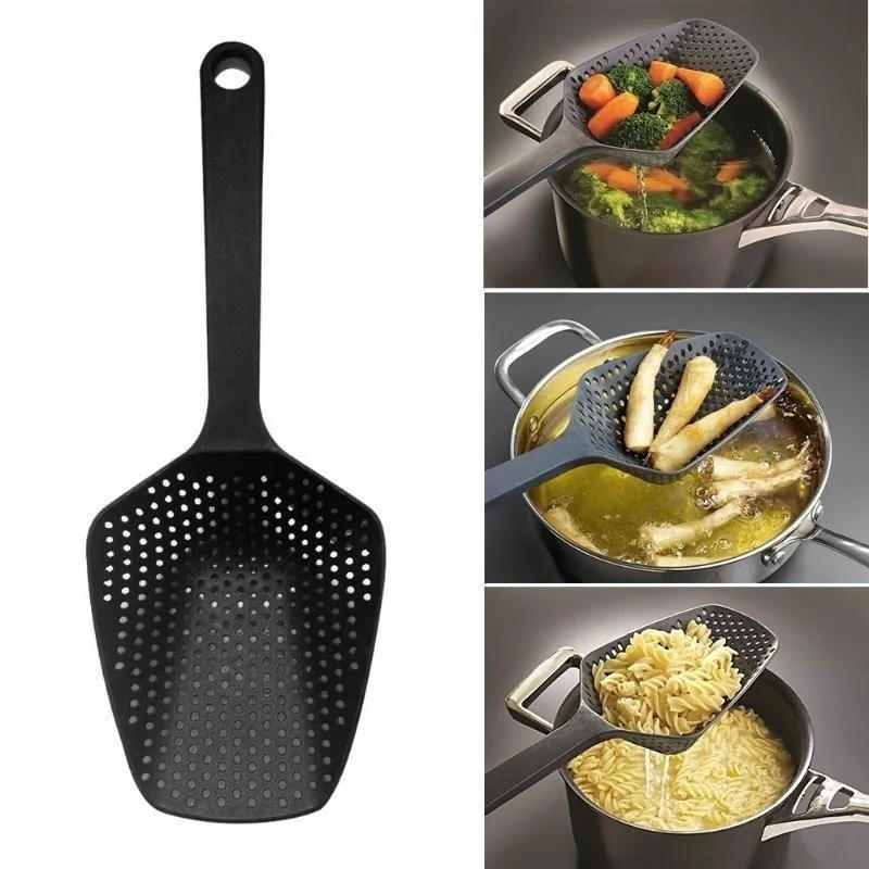 Description Picture 2 of itemScoop Colander Kitchen Strainer Scoop Food Drain Shovel Nylon Slotted Skimmer with Handle for Kitchen Cooking Baking Drain
